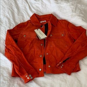 100% Leather/Suede Orange/Red Jacket